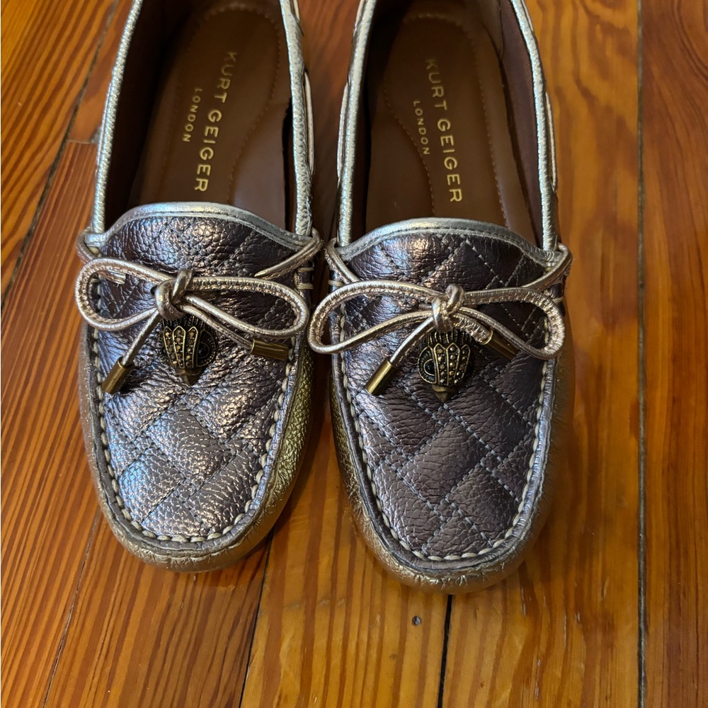 Kurt Geiger Bronze Quilted Loafers